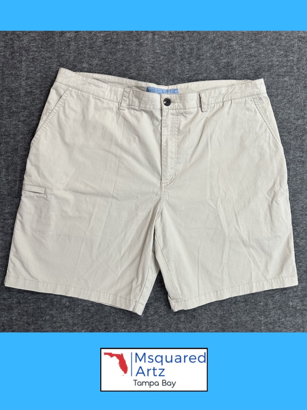 Tackle & Tides Khaki Shorts Size 40 Stretch Cotton Casual Fishing Beach